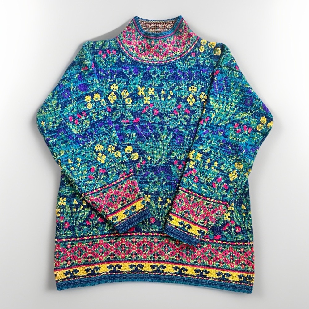 Vintage Y2K The Limited Knit Sweater Petite Small‎ Women's Floral Multicolor